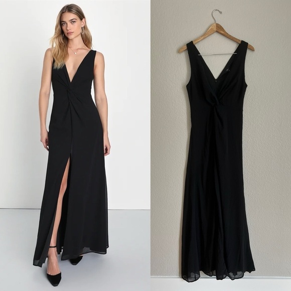 NWOT Endearing Elegance Black Sleeveless Twist-Front Maxi Dress - Picture 1 of 7